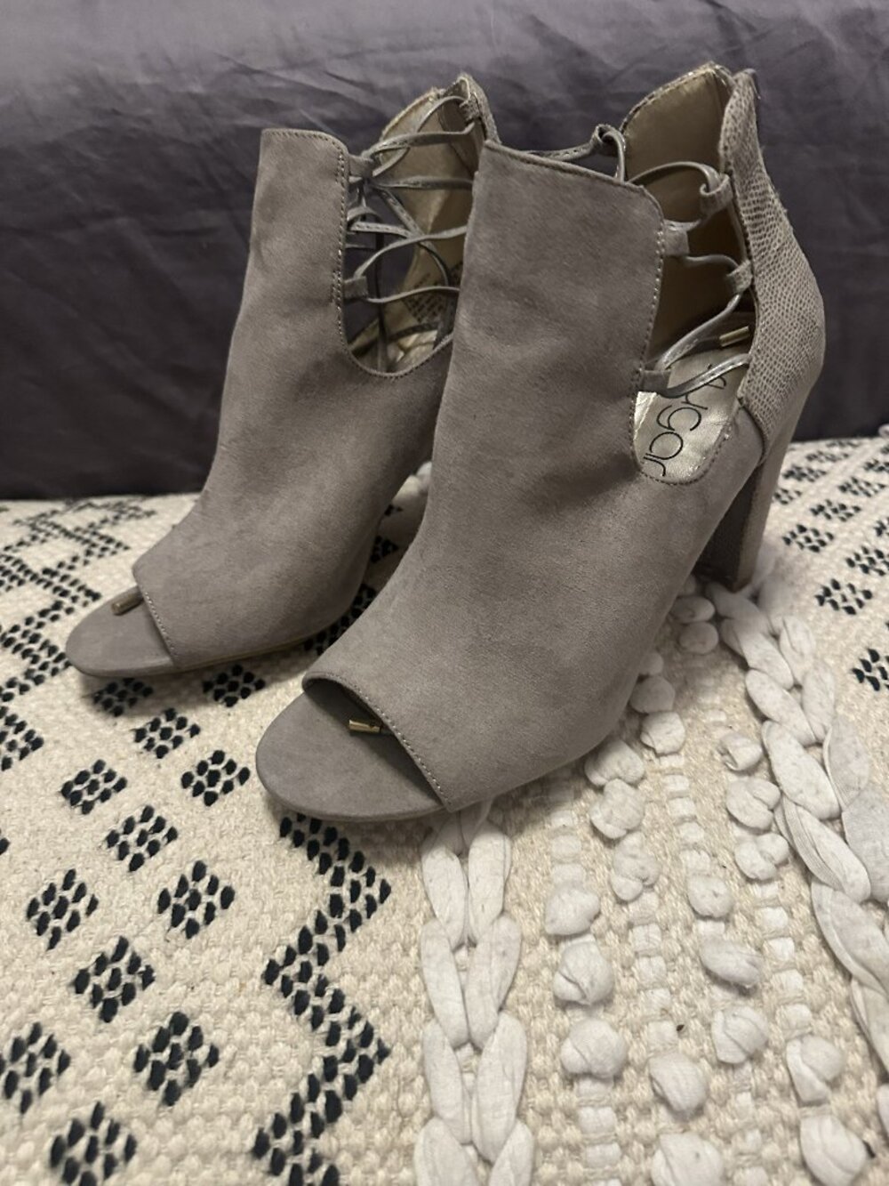 Sugar "Kacy" Open-Toe Lace-Up Booties